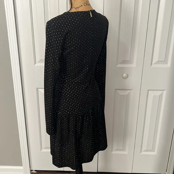 Michael Kors Black & Gold Fit & Flare Long Sleeve Dress - Picture 6 of 9